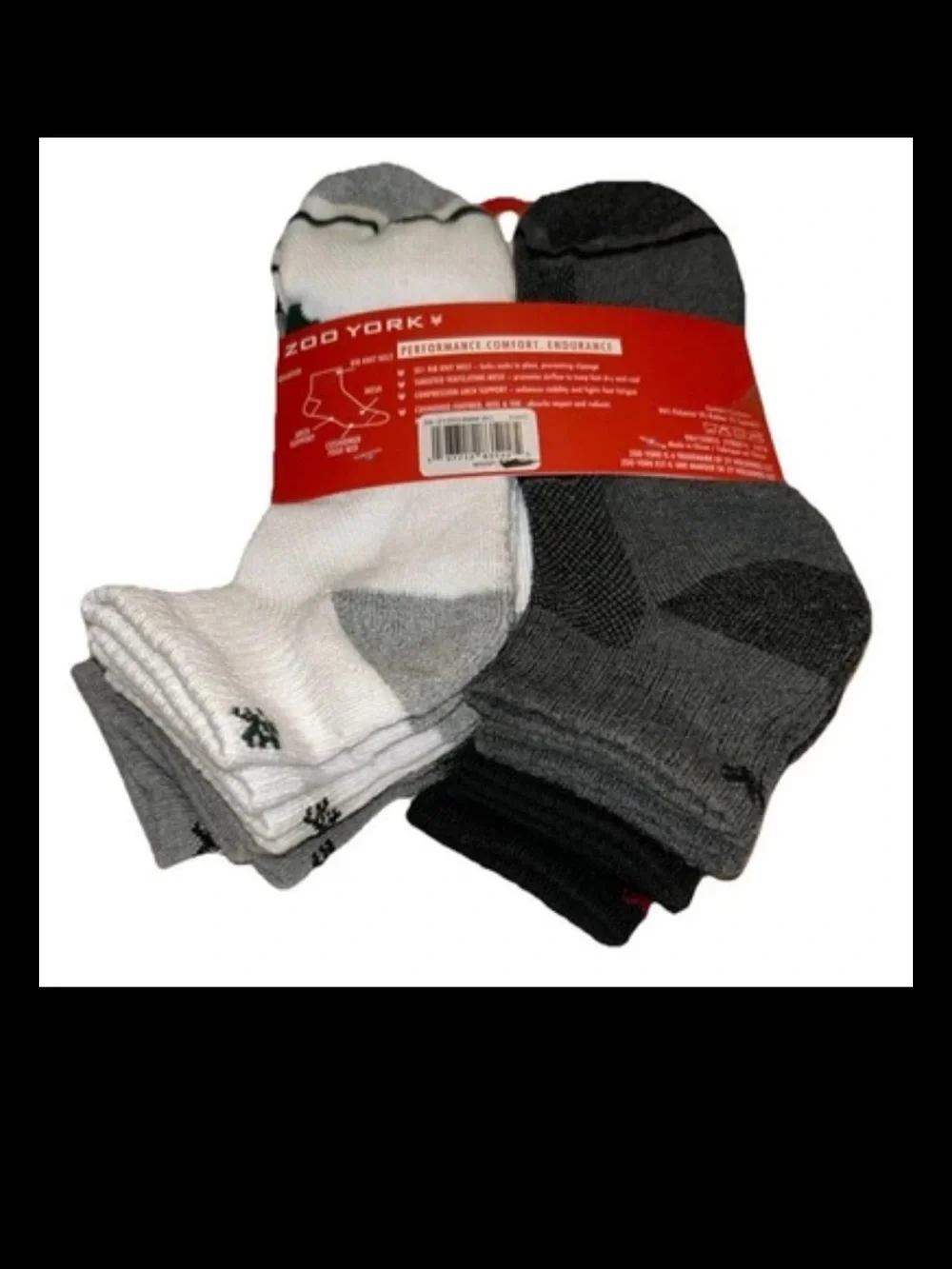 Zoo York Quarter Socks 8 Pair Men 6-12 Gray Black White w ZY Logos NEW! Skate